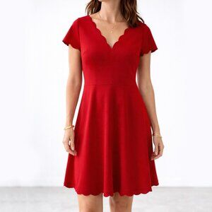 Betsey Johnson Scalloped Fit Flare Scuba Dress